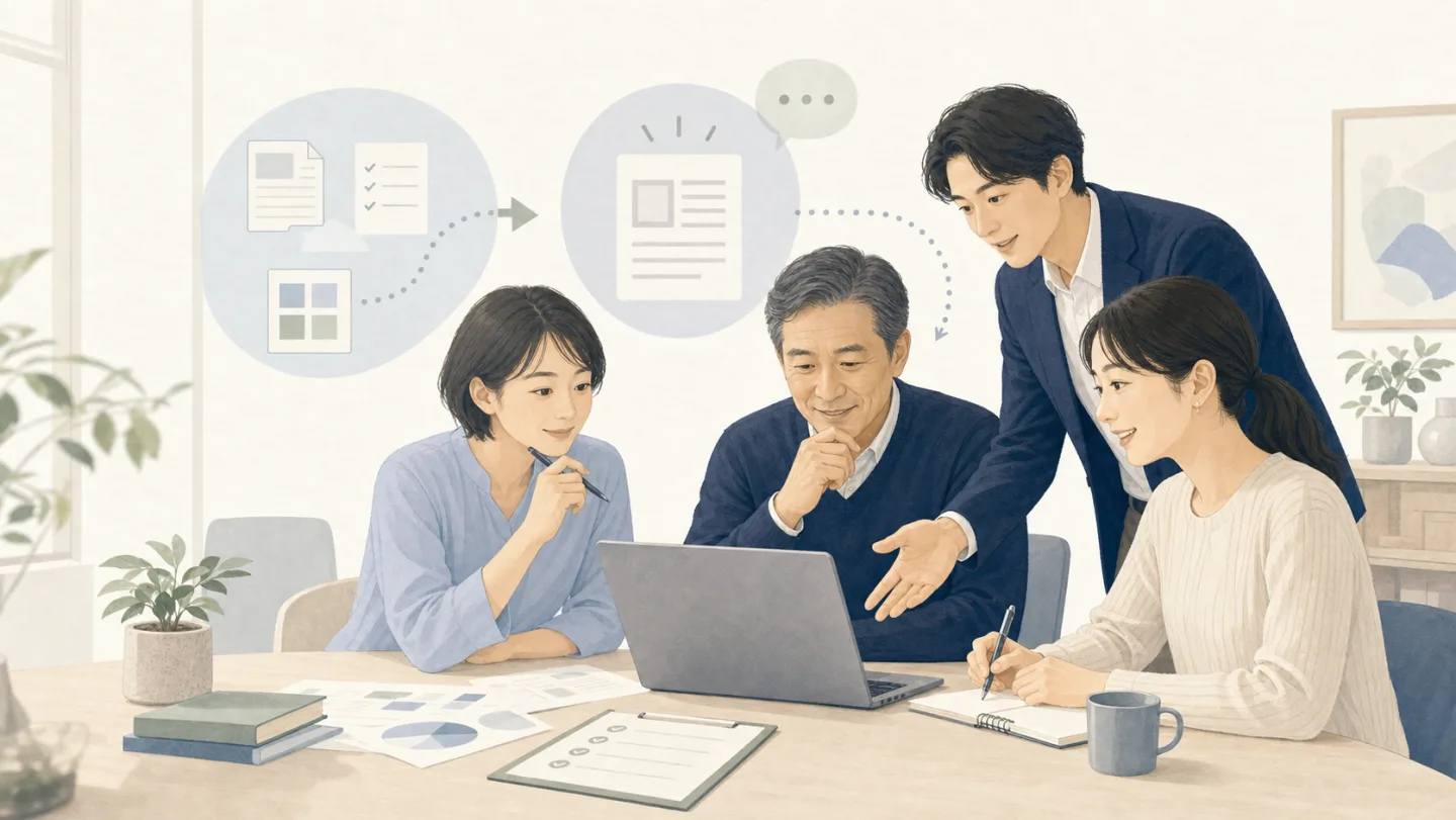 社員が講師と対話しながらAIの業務活用を学ぶ企業研修のイメージ